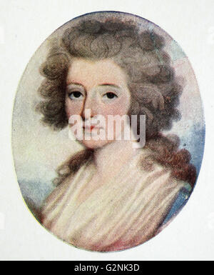 HRH Principessa Carlotta del Galles (1796-1817). Princess Charlotte Augusta del Galles era l'unico bambino di George, Principe di Galles e Carolina di Brunswick. Da Richard Cosway (1742-1821) un leader inglese ritrattista dell'epoca Regency, nota per le sue miniature. Foto Stock