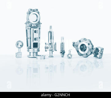 Estremità filettata di sicurezza, le valvole di sfiato, valvole a farfalla, pannello cursori, discoteca tipo valvole di ritegno Foto Stock