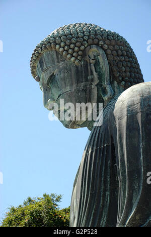 Kamakura, Giappone - Agosto 12, 2007: Vista ravvicinata della statua del Grande Buddha, una popolare destinazione per lo Shintoismo Buddisti e turisti in Giappone. Foto Stock