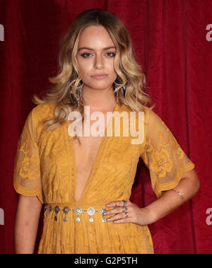 LONDON, Regno Unito - 28 Maggio 2016: Jennifer Brooke assiste il British Soap Awards 2016 a Hackney Empire Foto Stock