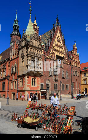 Municipio della città vecchia a Rynek, Wroclaw, Slesia, Polonia, Europa Foto Stock