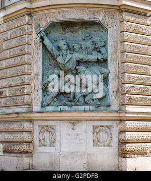 Memorial Wall dedicato ai soldati della Prima Guerra Mondiale a Budapest, Ungheria. Andrassy Avenue. Foto Stock