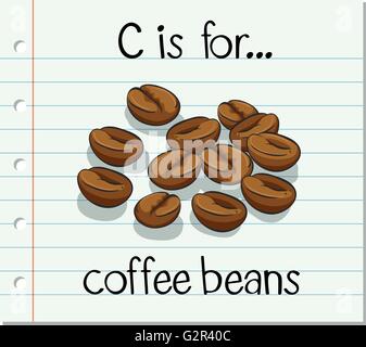 Flashcard lettera C è per i chicchi di caffè illustrazione Illustrazione Vettoriale