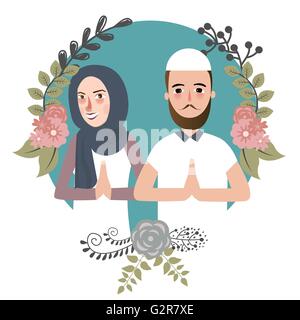 Giovane muslem saluti islam ramadan ied come per il perdono salam mariage Illustrazione Vettoriale