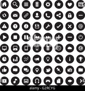 64 piana icone vettoriali per il Web commerciale e sociale Illustrazione Vettoriale