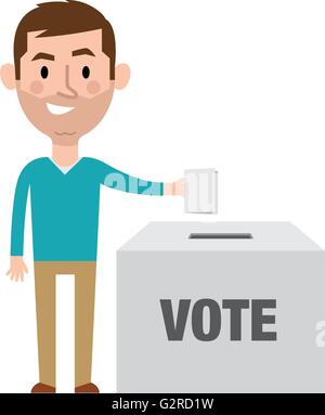 Illustrazione del personaggio maschile mettendo votare nelle urne Illustrazione Vettoriale