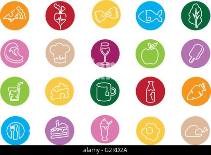 Illustrazione delle icone relative a mangiare, bere e dieta Illustrazione Vettoriale