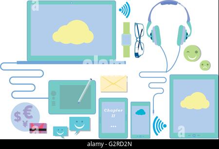 Illustrazione di vettore di comunicazione Dispositivi di tecnologia Illustrazione Vettoriale