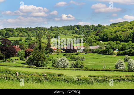 Un inglese un paesaggio rurale nella Chiltern Hills con frazione Foto Stock