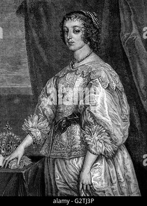 Cattolica romana, Henrietta Maria di Francia, regina consorte del re Carlo I, Monarch di Inghilterra, Scozia e Irlanda dal 1625 fino alla sua esecuzione in 1649. Foto Stock