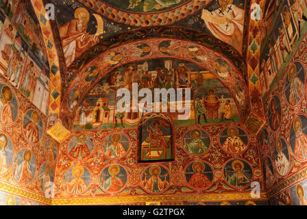 Monastero di Voronet ; Chiesa Sfantul Gheorghe ( ' San Giorgio ' ), Romania, Moldavia, Moldavia, Moldau Carpazi, Gura Humorului Foto Stock