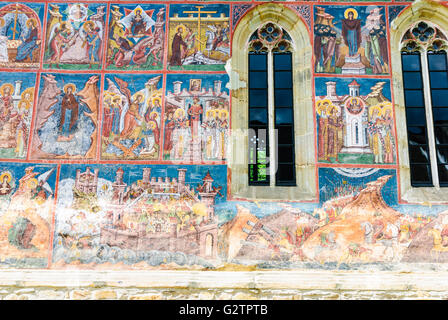 Monastero Moldovita ;Chiesa Buna Vestire ( ' Annunciazione Maria ' ) ; affresco dell assedio di Costantinopoli da parte degli Ottomani ( bel Foto Stock