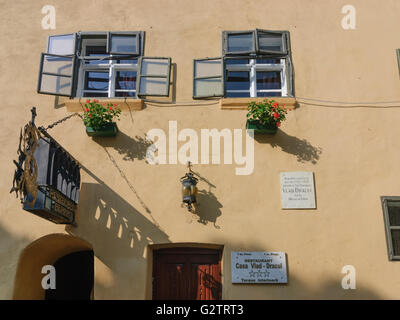 Casa Vlad Dracul - presumibilmente il luogo di nascita di Vlad III . Dracula ( Vlad Tepes ), Romania, Transilvania Sighisoara Foto Stock