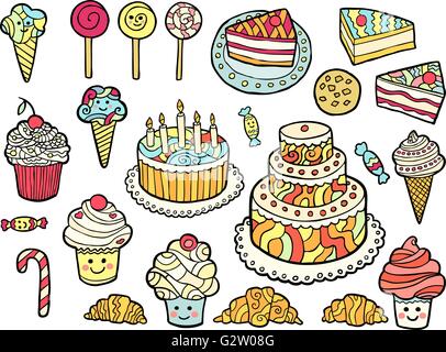 Set di carino caramelle colorate. Illustrazione Vettoriale