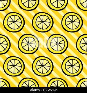 Modello senza soluzione di continuità con il limone su spogliato dello sfondo. Illustrazione Vettoriale