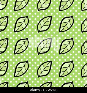 Modello senza cuciture con lamina sullo sfondo tratteggiato. Illustrazione Vettoriale