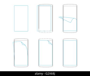 Applicare la protezione per lo schermo di smartphone e tabelle profilo illustrazione vettoriale EPS Illustrazione Vettoriale