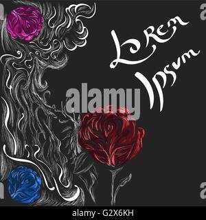 Rose disegnati a mano sullo sfondo Illustrazione Vettoriale