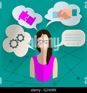 Business donna pensando infographics Illustrazione Vettoriale