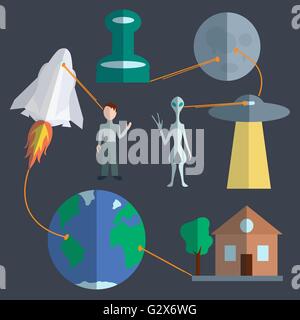 Spazio set infographics Illustrazione Vettoriale