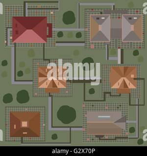 Impostare tetti illustratore isometrica Illustrazione Vettoriale