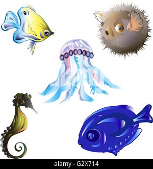 Set mare pesce Illustrazione Vettoriale