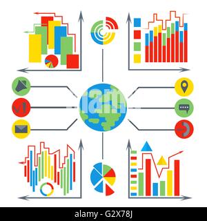 Impostare schemi, elementi business, planet Illustrazione Vettoriale