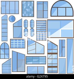 Impostare la finestra isolato, vetro, telaio Illustrazione Vettoriale