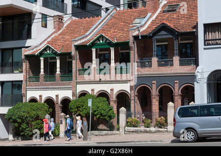 Periodo case su Alfred Street, Milsons Point, Sydney, Nuovo Galles del Sud, Australia Foto Stock