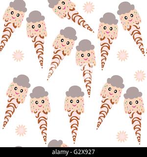 Carino il gelato creative modello senza soluzione di continuità e senza soluzione di continuità nel modello swatch menu immagine vettoriale Illustrazione Vettoriale