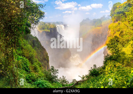 Victoria Falls Devil's la cataratta in Africa, tra Zambia e Zimbabwe, una delle sette meraviglie del mondo Foto Stock