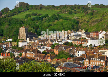 Hastings Old Town, East Sussex, Regno Unito, dal West Hill Foto Stock