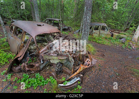 Kyrkö mosse scrapyard, Ryd, Tingsryd, Kronoberg County, Svezia Foto Stock