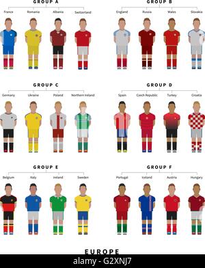 Partite di calcio, football team. Lettore stile piatto illustrazione. Illustrazione Vettoriale