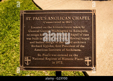 San Paolo Chiesa anglicana, Crownsville, MD Foto Stock