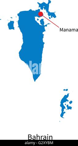 Dettaglio mappa vettoriale del Bahrein e la città capitale Manama Illustrazione Vettoriale