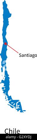 Dettaglio mappa vettoriale del Cile e la città capitale Santiago Illustrazione Vettoriale