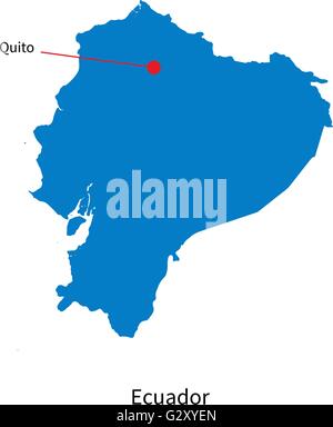 Vettore dettagliata mappa di Ecuador e la città capitale Quito Illustrazione Vettoriale