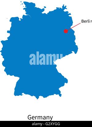 Vettore dettagliata mappa della Germania e la città capitale Berlino Illustrazione Vettoriale