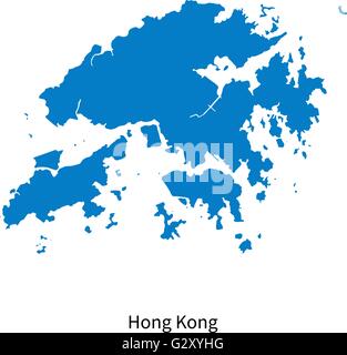 Vettore dettagliata mappa di Hong Kong Illustrazione Vettoriale