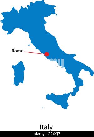 Vettore dettagliata mappa di Italia e città capitale Roma Illustrazione Vettoriale