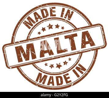 Realizzati in Malta brown grunge timbro rotondo Illustrazione Vettoriale