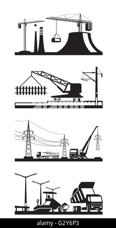 Diversi tipi di costruzione scene - illustrazione vettoriale Illustrazione Vettoriale