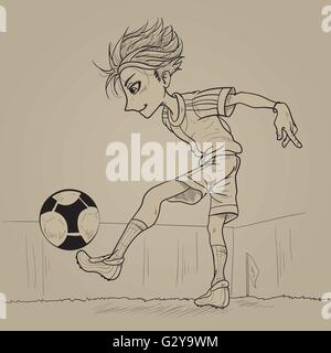La linea di arte di giocoleria di calcio Illustrazione Vettoriale