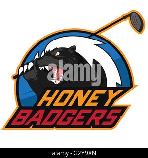 Honey Badger Golf mascotte Illustrazione Vettoriale