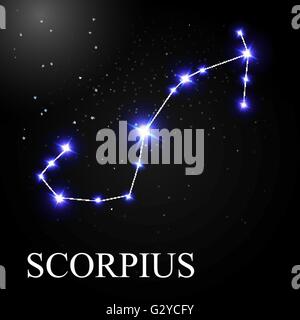 Scorpione segno zodiacale con belle stelle luminose sul Backgrou Illustrazione Vettoriale