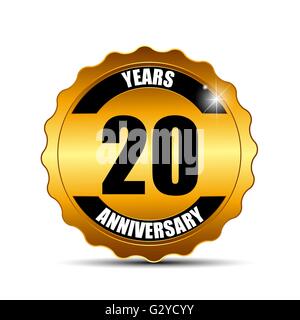 Anniversario Gild etichetta modello di segno illustrazione vettoriale Illustrazione Vettoriale