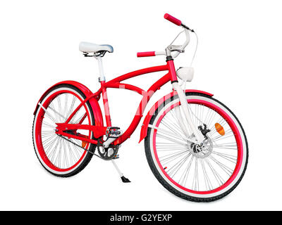 Red bike isolato su bianco con tracciato di ritaglio Foto Stock