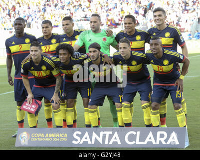 Los Angeles, California, USA. Il 3 giugno, 2016. Il team della Colombia nel 2016 Copa America gioco tra Stati Uniti e Colombia a Levi's Stadium il 3 giugno 2016 a Santa Clara, California © Ringo Chiu/ZUMA filo/Alamy Live News Foto Stock