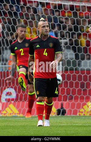 Bruxelles, Belgio. 05 Giugno, 2016. Calcio internazionale amichevole. Belgio contro la Norvegia. Nainggolan Radja centrocampista del Belgio nel corso dell'international amichevole tra Belgio e Norvegia prima della UEFA campionato europeo EURO 2016 in Francia . Il Belgio è venuto da dietro per vincere la partita 3-2 Credito: Azione Sport Plus/Alamy Live News Foto Stock